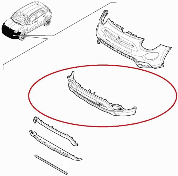 ORIGINALE FASCIA PARAURTI ANTERIORE INFERIORE FIAT 500X 2018- CROSS FORI SENSORI