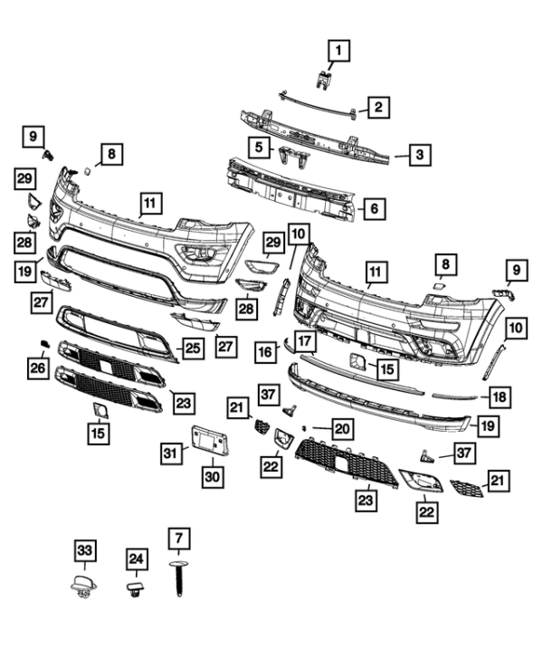 ORIGINALE PARAURTI ANTERIORE JEEP GRAND CHEROKEE 2017 - 2021 CODICE 735755799