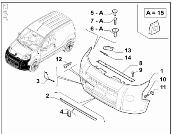 ORIGINALE PARAURTI ANTERIORE FIAT NUOVO FIORINO QUBO 2007 - 2016 COD 735520331