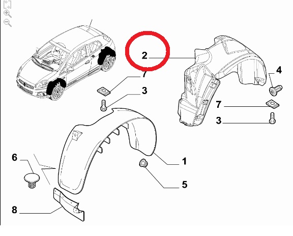 51807401 Riparo passaruota posteriore sx Fiat Punto Abarth