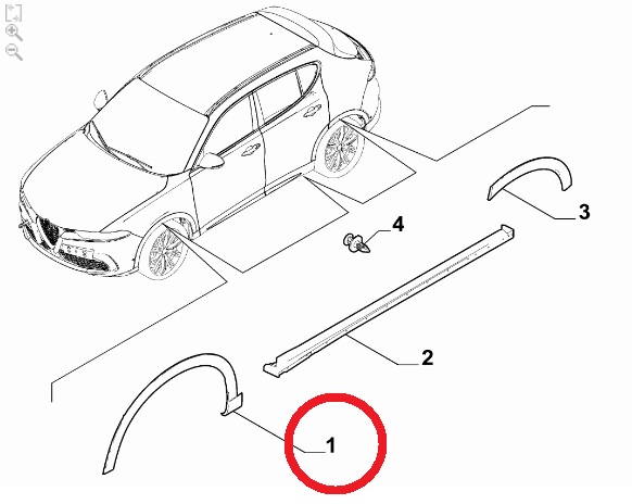 156170277 Modanatura passaruota anteriore dx Alfa Romeo Tonale Originale