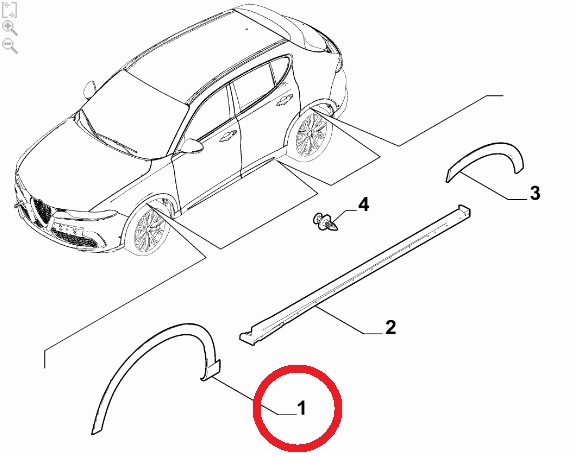 156170280 Modanatura arco parafango ant.sx Alfa Romeo Tonale Originale